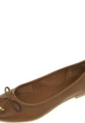 Балетки женские на каблуке TOM TAILOR, коричневые кожаные (с бантиком)