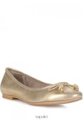 Балетки женские на каблуке Tom Tailor 5490106, кожаные золотые