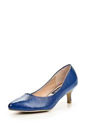 Туфли на низком каблуке Burlesque BU001AWBQU44, синие кожаные