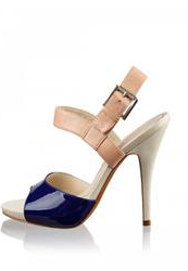 купить Босоножки женские на каблуке Luxury Rebel, бежевые/фиолетовые фото Босоножки женские на каблуке Luxury Rebel, бежевые/фиолетовые