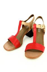 купить Босоножки на толстом каблуке Svetski 1143100201705, бежево-красные фото Босоножки на толстом каблуке Svetski 1143100201705, бежево-красные