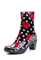 купить Резиновые сапоги женские Mon Ami MO151AWGK603, черные с красным фото Резиновые сапоги женские Mon Ami MO151AWGK603, черные с красным