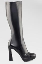 купить Сапоги женские на платформе и каблуке Gml 13056, черные кожаные фото Сапоги женские на платформе и каблуке Gml 13056, черные кожаные