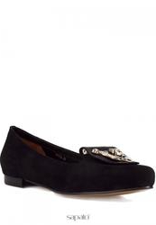 купить Балетки женские на каблуке Vitacci 59172, черные (замша, золотая брошь) фото Балетки женские на каблуке Vitacci 59172, черные (замша, золотая брошь)